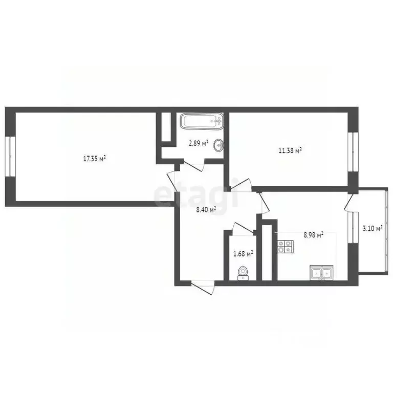 2-к кв. Ярославская область, Ярославль ул. Брагинская, 18к1 (54.9 м) - Фото 2