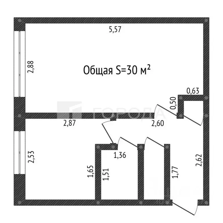 1-к кв. Кемеровская область, Новокузнецк ул. Сеченова, 24 (30.0 м) - Фото 2