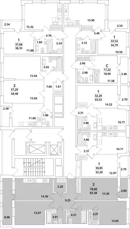 3-к кв. Санкт-Петербург Кубинская ул., 82к3с1 (83.38 м) - Фото 1