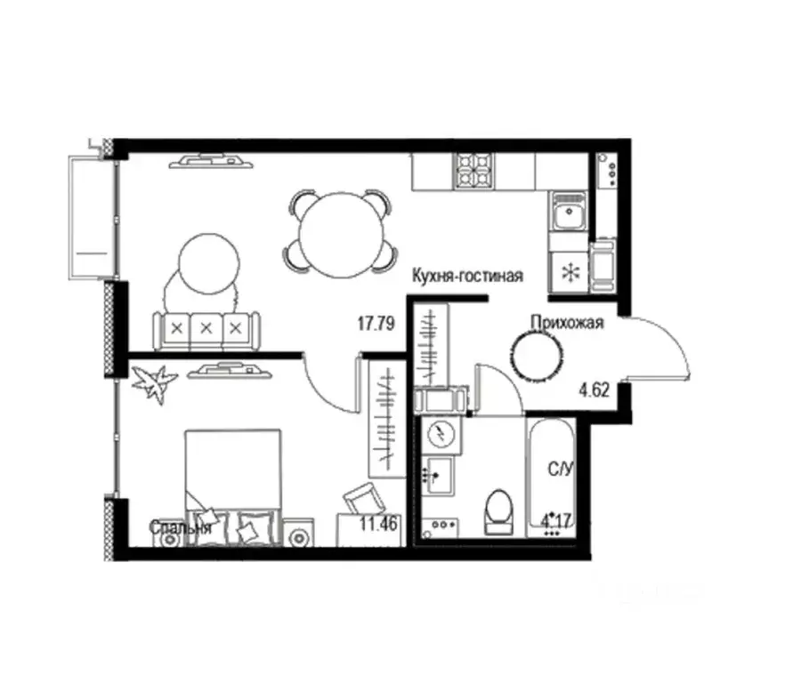 1-к кв. Санкт-Петербург ул. Даля, 10Г (38.4 м) - Фото 1