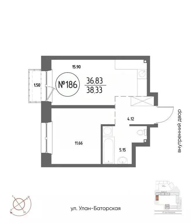1-к кв. Иркутская область, Иркутск Макс жилой комплекс (38.33 м) - Фото 0