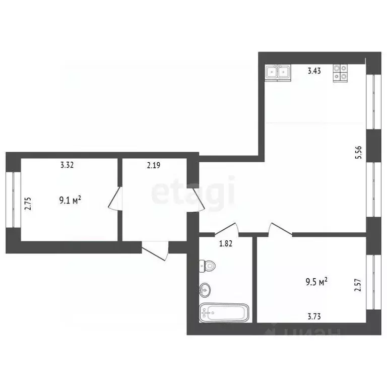 2-к кв. Мордовия, Саранск ул. Горная, 25 (55.9 м) - Фото 2