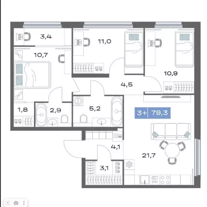 3-комнатная квартира: Екатеринбург, улица Академика Ландау, 7 (79.3 м) - Фото 1