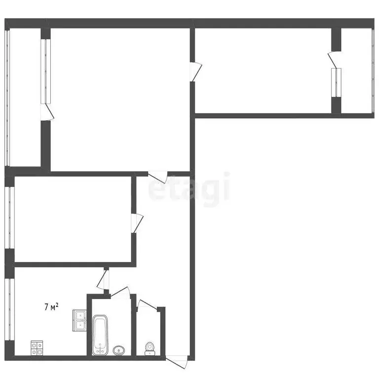 3-комнатная квартира: Санкт-Петербург, улица Сикейроса, 15к1 (57 м) - Фото 1