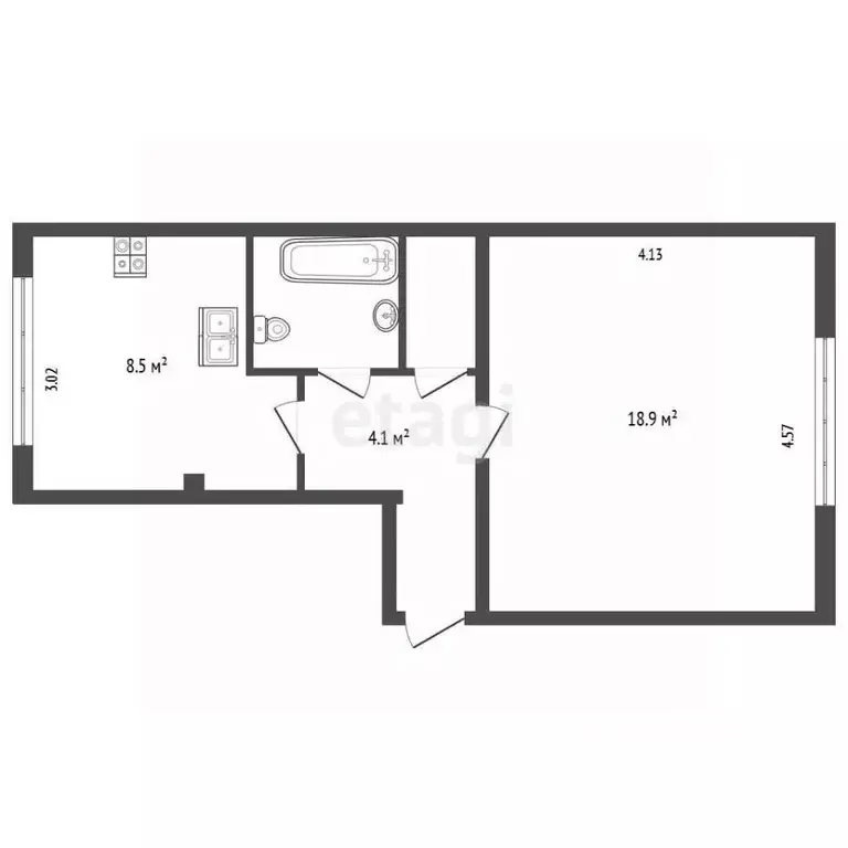 1-к кв. Архангельская область, Архангельск просп. Ломоносова, 183к4 ... - Фото 2