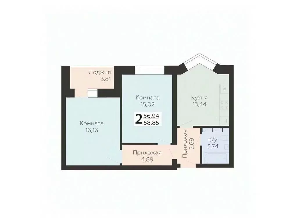 2-к кв. Орловская область, Орел ул. Панчука, 83Б (58.85 м) - Фото 0