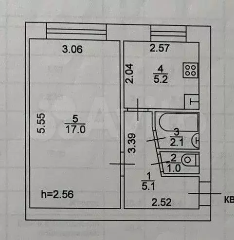 1-к. квартира, 30,3 м, 1/5 эт. - Фото 0