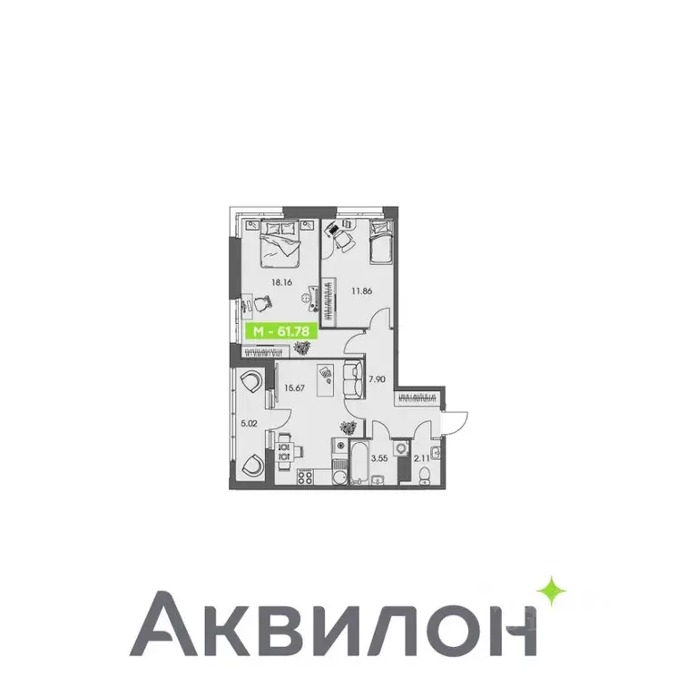 2-к кв. Архангельская область, Архангельск Ломоносовский округ,  ... - Фото 1