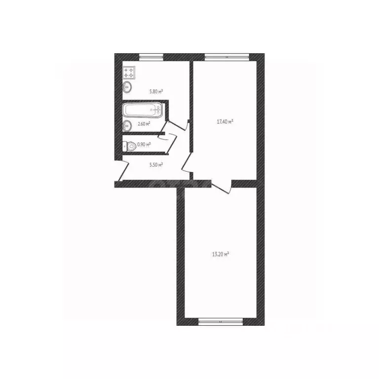 2-к кв. Брянская область, Погар рп ул. 1-й Квартал, 1 (45.4 м) - Фото 2