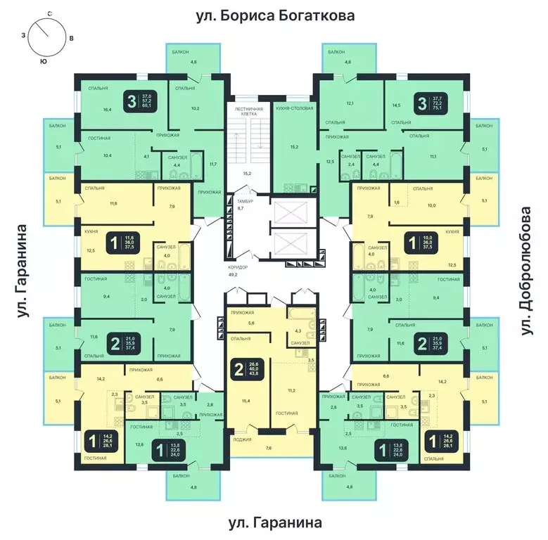 3-комнатная квартира: Новосибирск, ул. Гаранина (60.1 м) - Фото 1