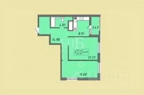 2-к кв. Оренбургская область, Оренбург ул. Поляничко, 9 (63.6 м) - Фото 1