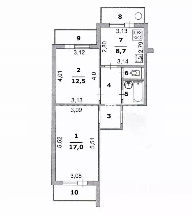 2-к кв. Белгородская область, Белгород ул. Есенина, 46 (50.0 м) - Фото 1