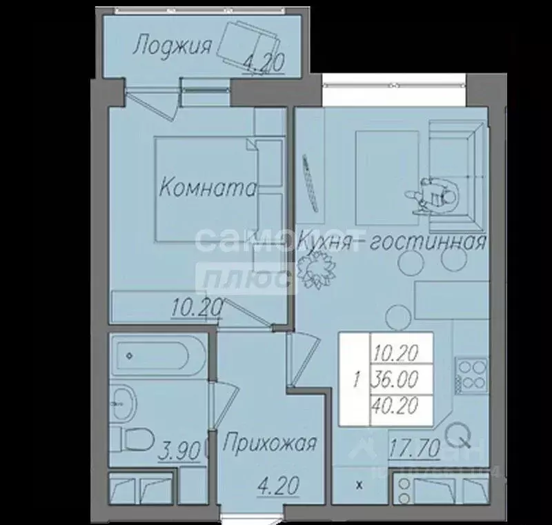 1-к кв. Липецкая область, Липецк ул. Осканова, 2 (35.6 м) - Фото 2