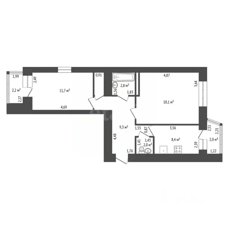 2-к кв. Башкортостан, Уфа ул. Софьи Перовской, 46 (57.0 м) - Фото 0