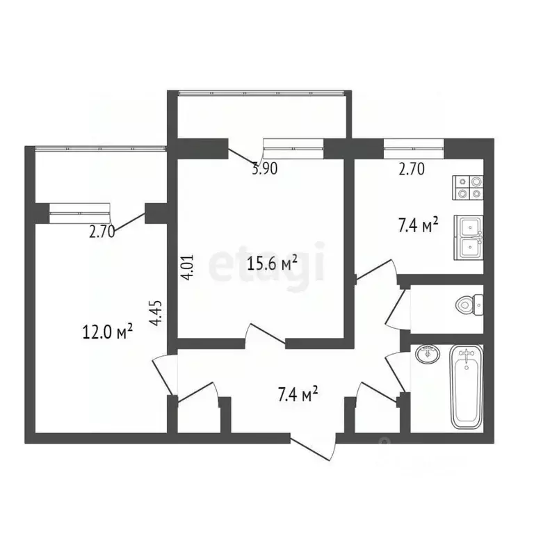 2-к кв. Крым, Симферополь ул. Кечкеметская (47.5 м) - Фото 1