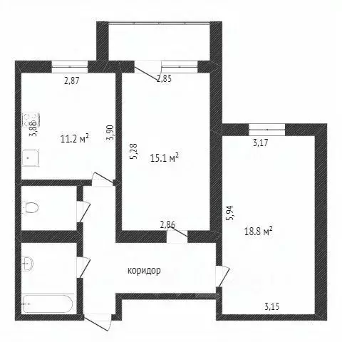 2-к кв. Белгородская область, Белгород ул. Пушкина, 55 (60.9 м) - Фото 1