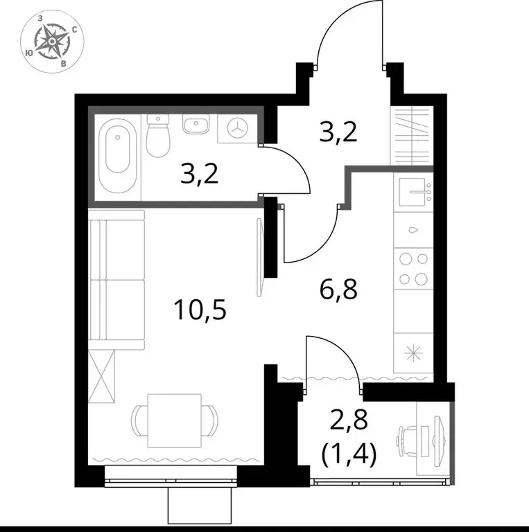 Квартира-студия: Видное, улица Фруктовые Сады, 1к1 (25 м) - Фото 0