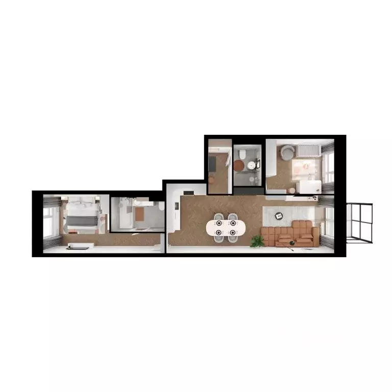 2-к кв. Бурятия, Улан-Удэ ул. Шмидта, 37А (62.04 м) - Фото 2