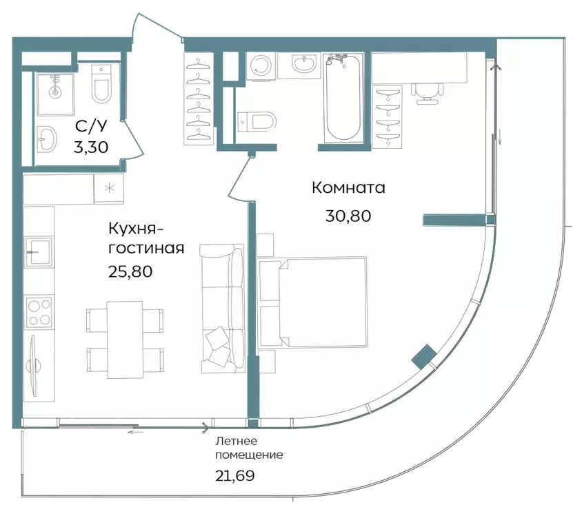 2-к квартира, 81.59 м - Фото 0