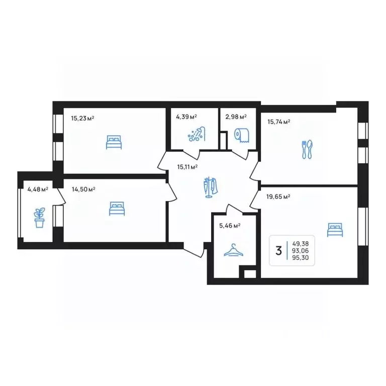 3-к кв. Липецкая область, Липецк Авторский жилрайон,  (95.3 м) - Фото 1