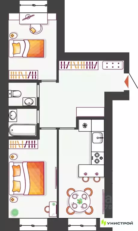2-к кв. Самарская область, Тольятти бул. Итальянский, 2 (60.95 м) - Фото 1