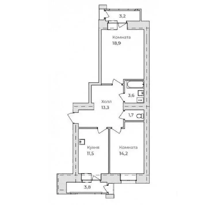 2-комнатная квартира: Благовещенск, Железнодорожная улица, 4/3 (66 м) - Фото 1