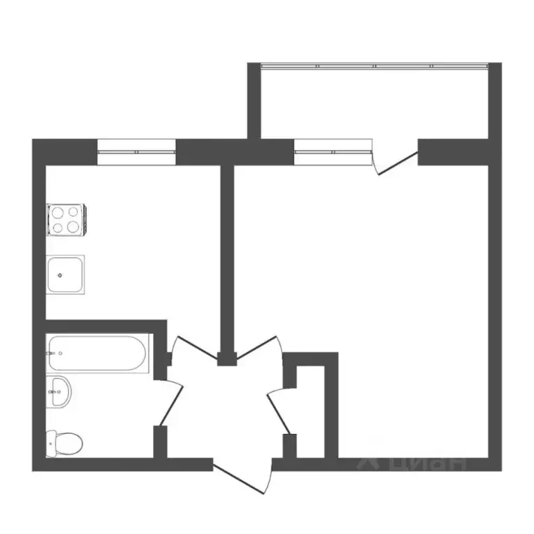 1-к кв. Тюменская область, Тюмень ул. Ватутина, 18 (31.4 м) - Фото 2
