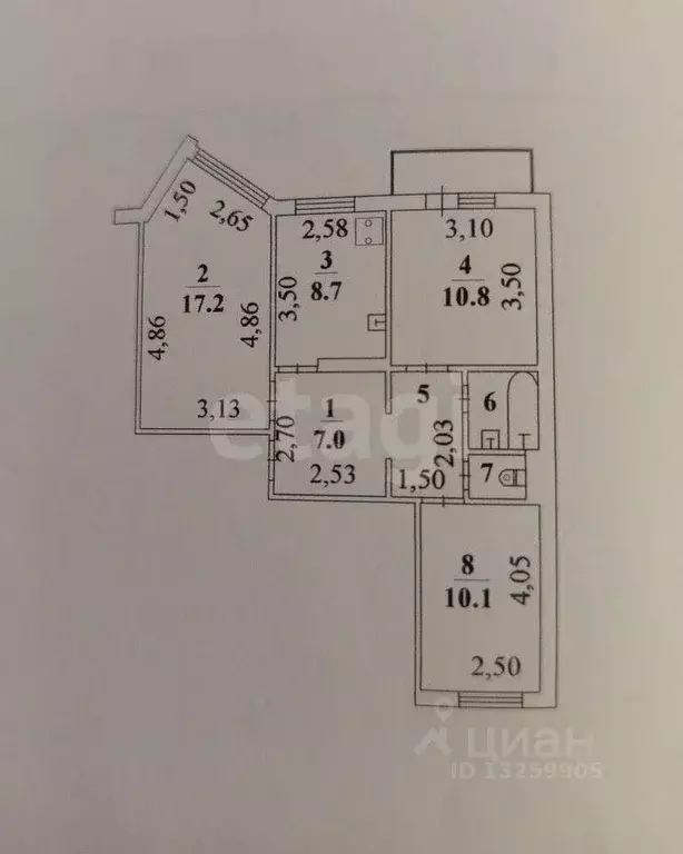 3-к кв. Липецкая область, Липецк Московская ул., 99 (61.7 м) - Фото 2