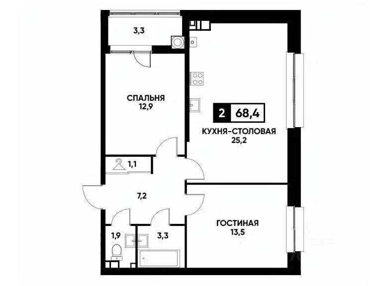 1-к кв. Ставропольский край, Ставрополь ул. Андрея Голуба, 16к3 (68.4 ... - Фото 0