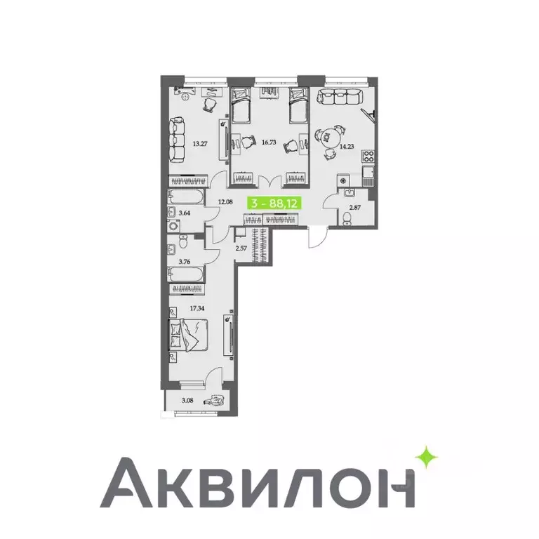 3-к кв. Архангельская область, Архангельск Троицкий просп., 110 (88.12 ... - Фото 0