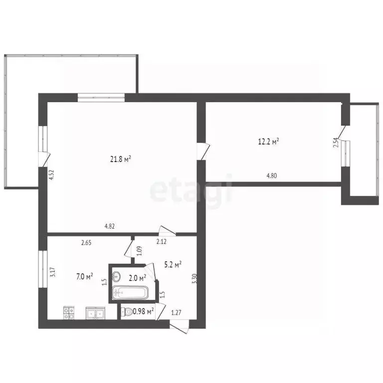 2-к кв. Ростовская область, Таганрог Инструментальная ул., 21 (50.0 м) - Фото 1