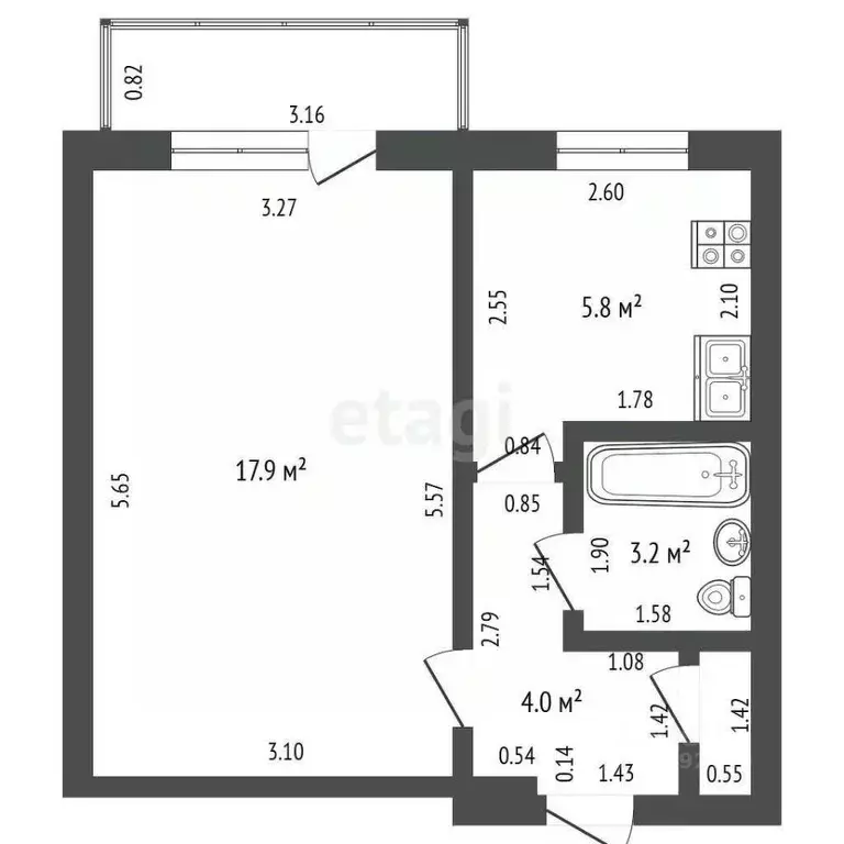 1-к кв. Тамбовская область, Тамбов Тамбов-4 тер., 21 (31.7 м) - Фото 1