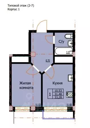 1-к кв. Ставропольский край, Ессентуки  (33.28 м) - Фото 0