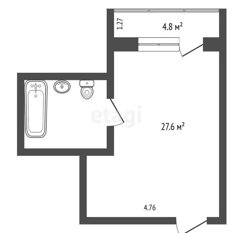 Квартира-студия: Кореиз, Прибрежная улица, 1А (32.4 м) - Фото 0