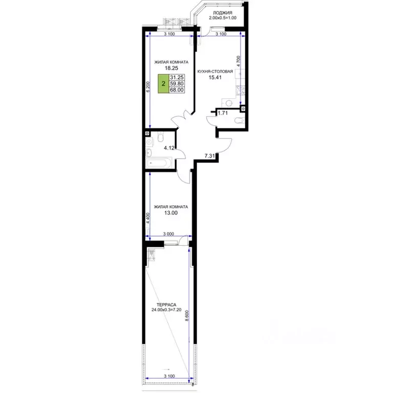 2-к кв. Краснодарский край, Краснодар Воронежская ул., 47/39 (68.0 м) - Фото 1