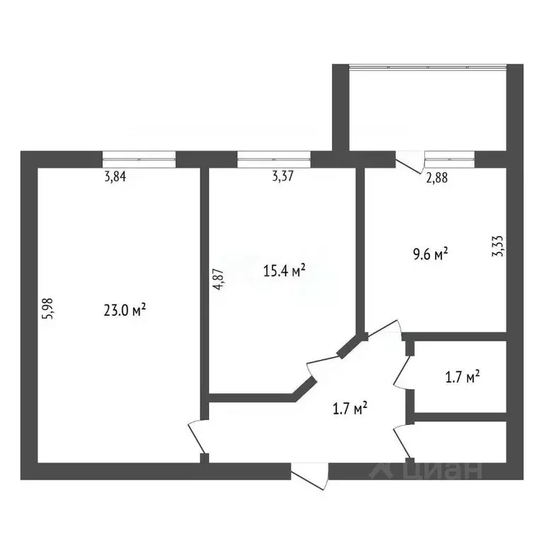 2-к кв. Амурская область, Благовещенск ул. Василенко, 3/6 (59.3 м) - Фото 1