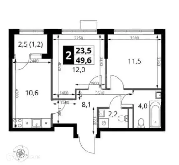 Продаётся 2-к квартира, 49.6 м - Фото 1