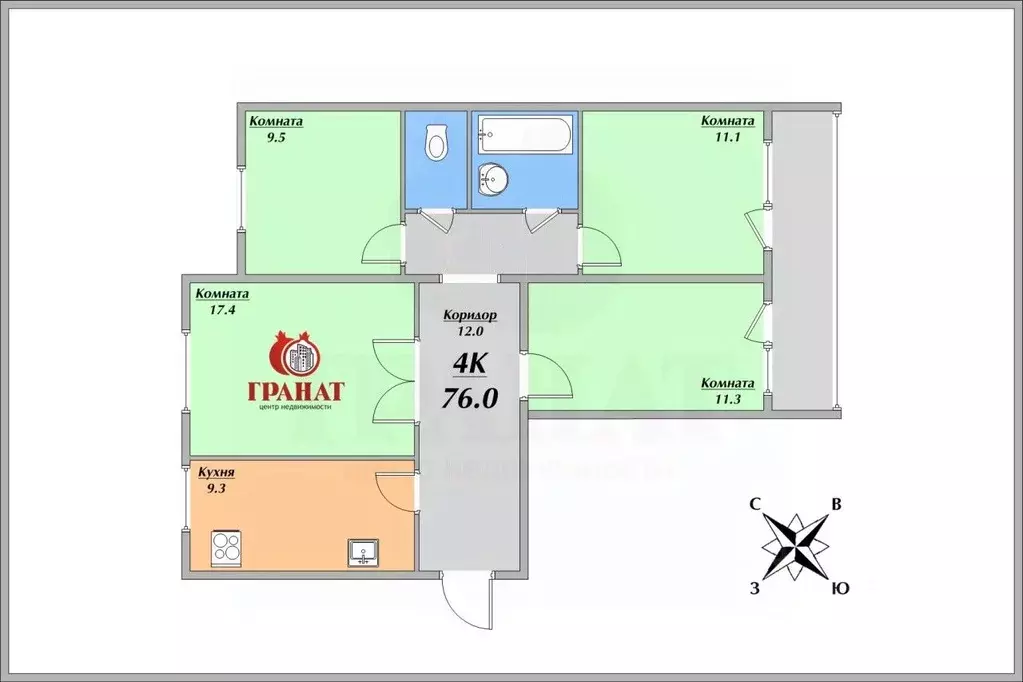 4-к кв. Свердловская область, Екатеринбург ул. Старых Большевиков, 73 ... - Фото 2