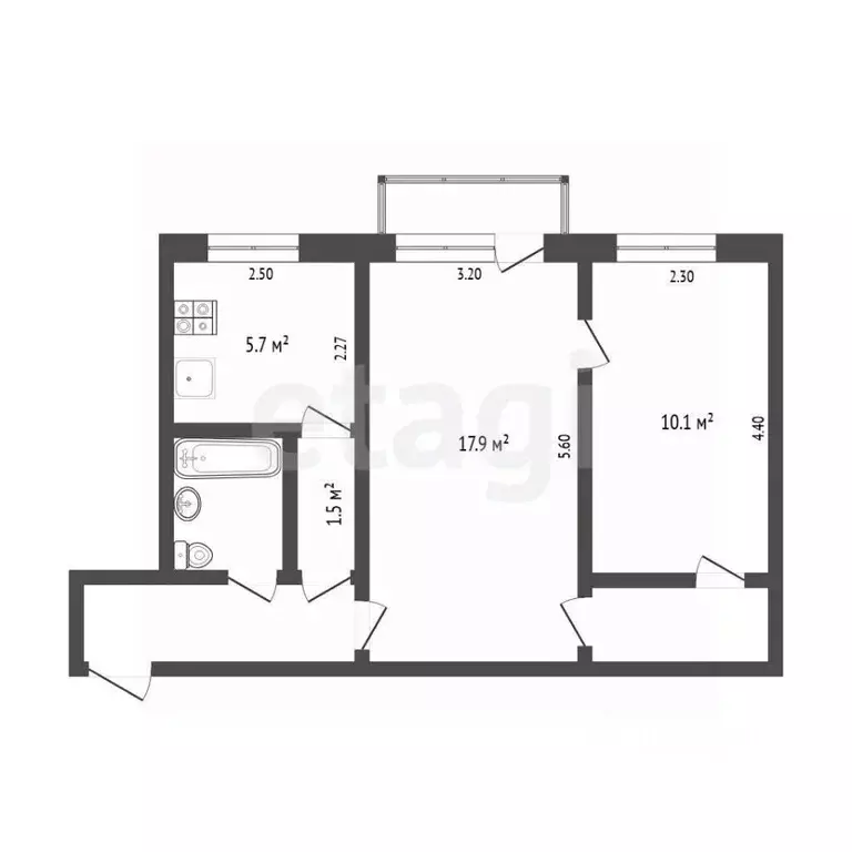 2-к кв. Тюменская область, Тюмень Пышминская ул., 3А (45.2 м) - Фото 1