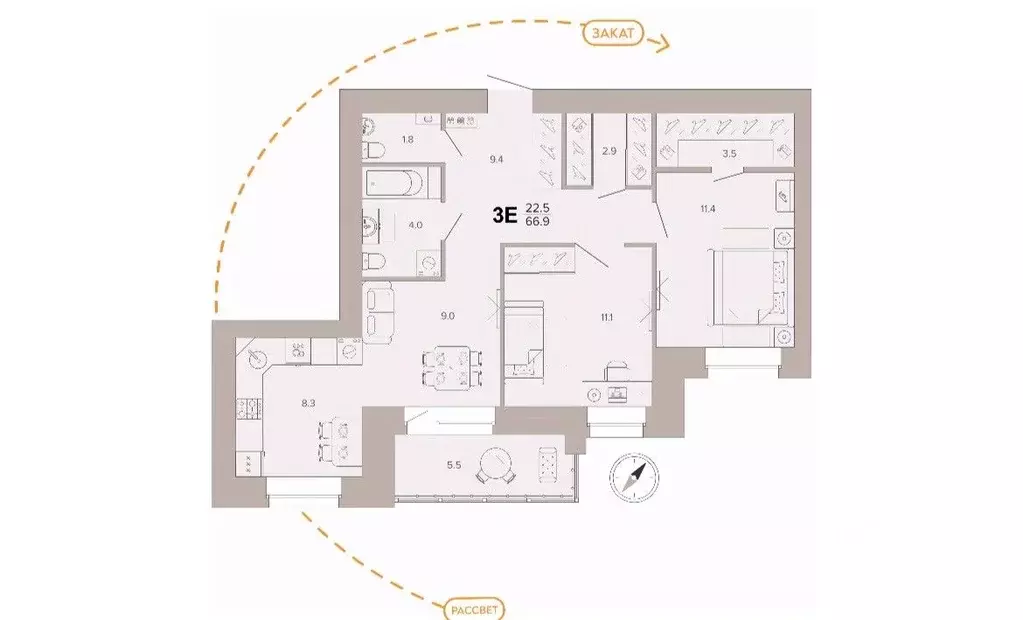 3-к кв. Брянская область, Брянск ул. Крапивницкого, 39/2 (67.1 м) - Фото 1