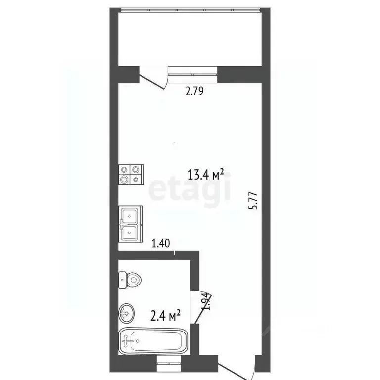 Студия Севастополь пос. Любимовка, ул. Южногородская, 36к3 (19.2 м) - Фото 2