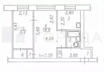 2-к кв. Кемеровская область, Новокузнецк ул. Циолковского, 21 (44.3 м) - Фото 1