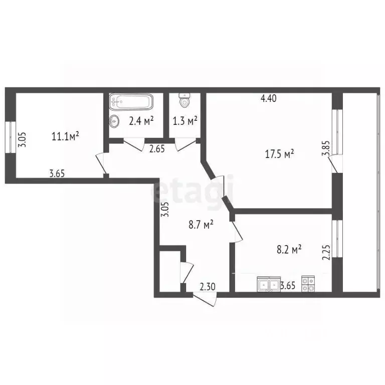 2-к кв. Орловская область, с. Знаменское ул. Мира, 7 (50.0 м) - Фото 1