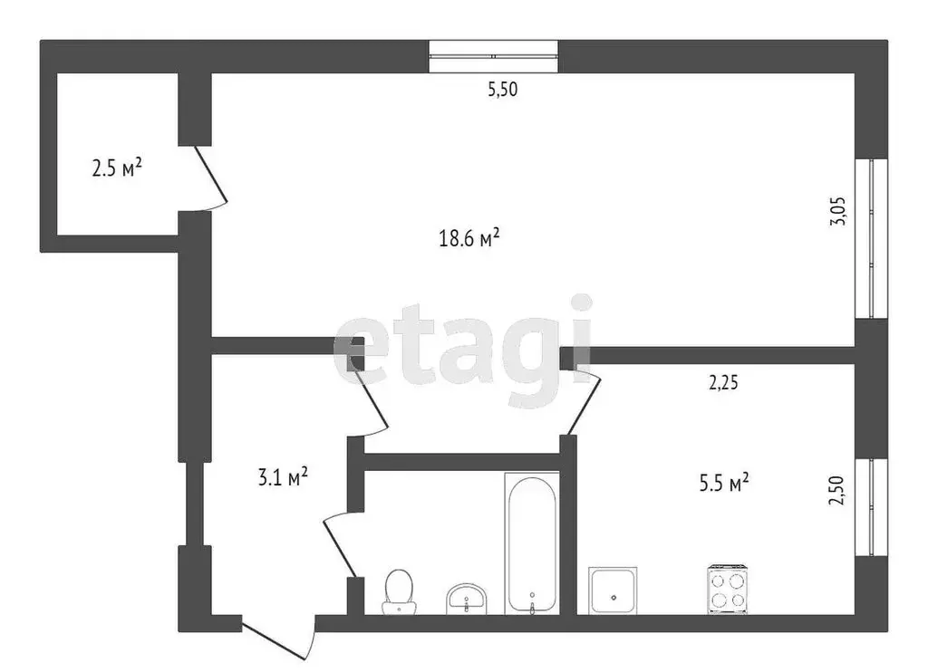 1-комнатная квартира: Омск, проспект Мира, 8А (31.7 м) - Фото 1