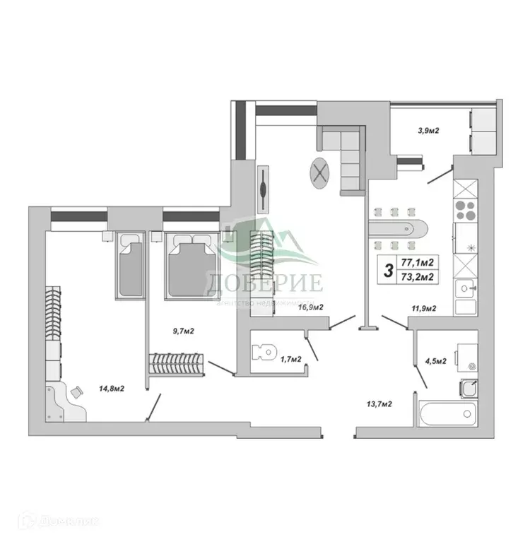 Продаётся 3-к квартира, 77.1 м - Фото 0