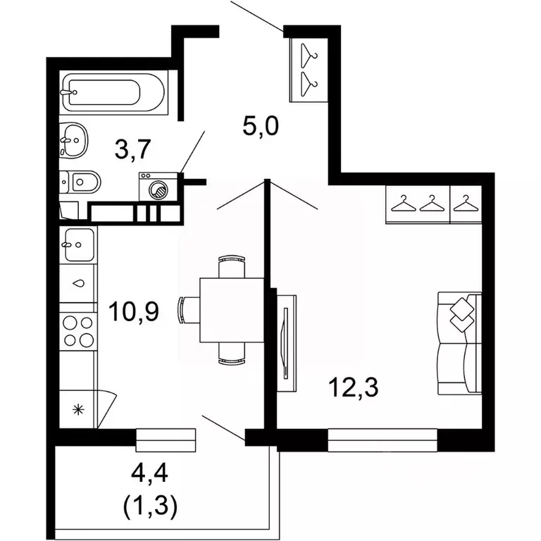 1-к кв. Краснодарский край, Сочи пос. Кудепста,  (33.2 м) - Фото 0