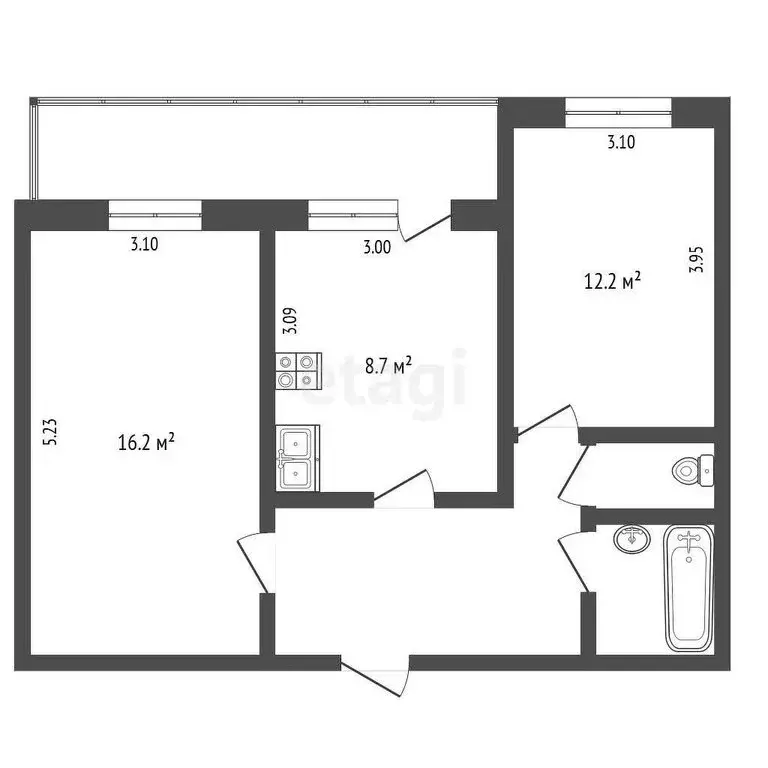2-комнатная квартира: Тырныауз, улица Мусукаева, 5 (50.6 м) - Фото 1