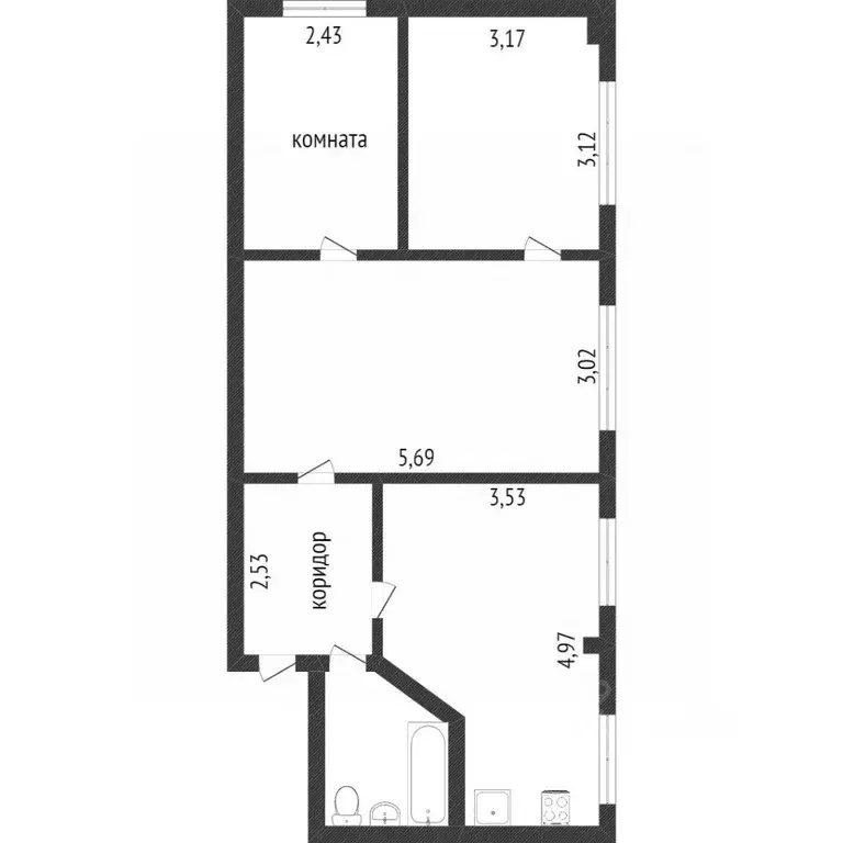 3-к кв. Омская область, Омск Краснознаменная ул., 21А (49.0 м) - Фото 1