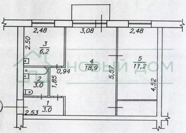 2-к. квартира, 43 м, 4/5 эт. - Фото 0