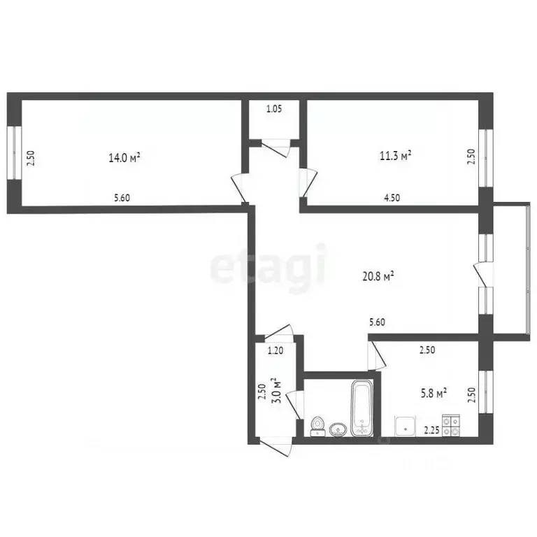 3-к кв. Тюменская область, Тюмень ул. Парфенова, 36 (58.7 м) - Фото 2